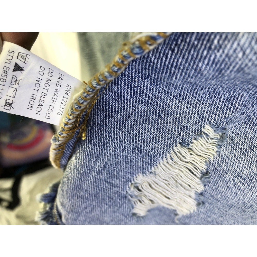 Mustard Seed distress Embroidered Denim Jean Jacket w Facts Saying Sz Medium - Picture 7 of 10